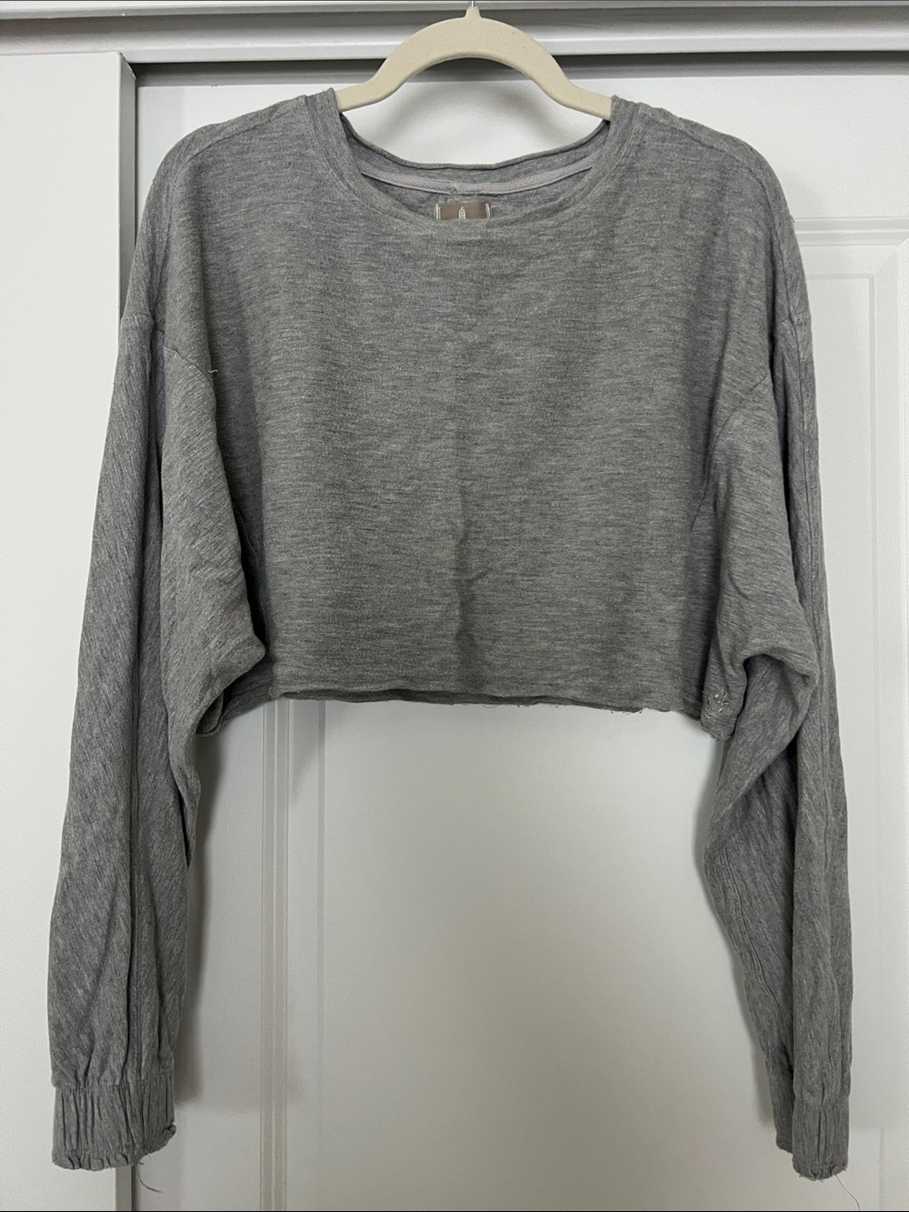 FP Movement by Free People Gray Cropped Long-Sleeve Top